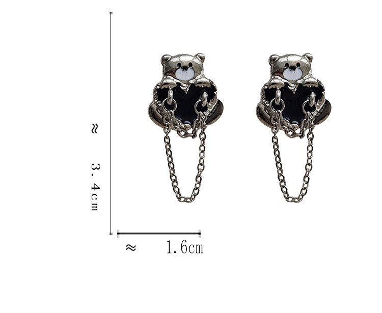 Cute Bear Heart Shape Alloy Enamel Women's Drop Earrings 1 Pair display picture 5