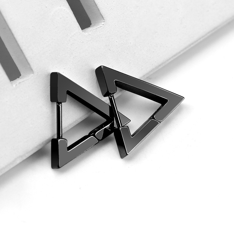 Simple Style Triangle Hexagon Titanium Steel Plating Drop Earrings 1 Pair display picture 1