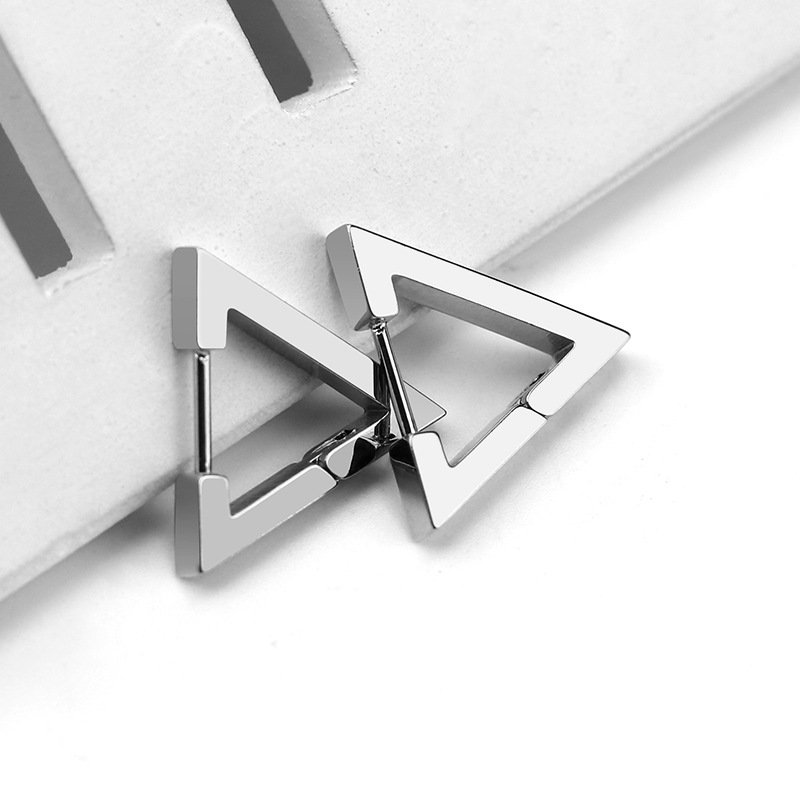 Simple Style Triangle Hexagon Titanium Steel Plating Drop Earrings 1 Pair display picture 2
