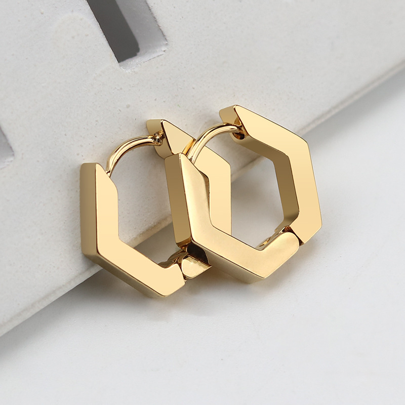 Simple Style Triangle Hexagon Titanium Steel Plating Drop Earrings 1 Pair display picture 10