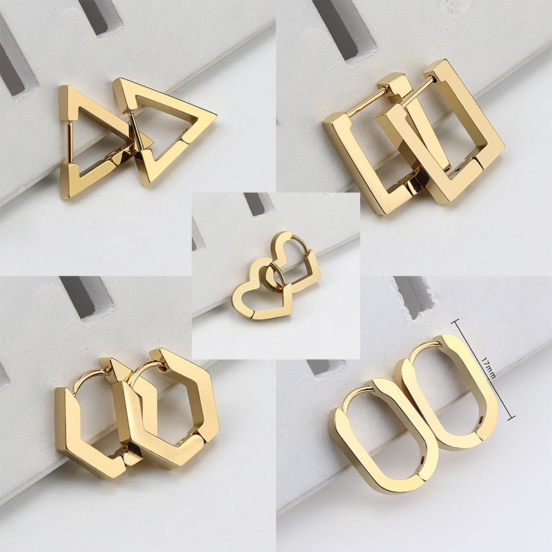 Simple Style Triangle Hexagon Titanium Steel Plating Drop Earrings 1 Pair display picture 16