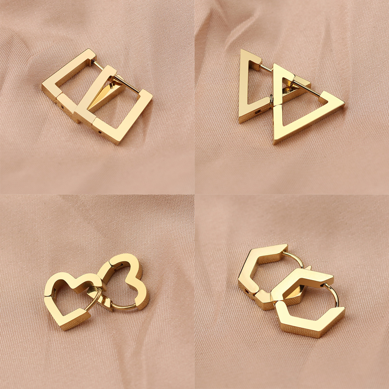 Simple Style Triangle Hexagon Titanium Steel Plating Drop Earrings 1 Pair display picture 18