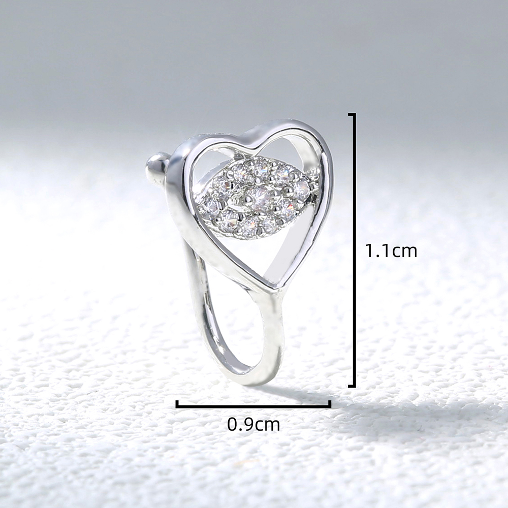 Fashion Heart Shape Eye Butterfly Copper Plating Inlay Zircon Nose Studs 1 Piece display picture 14