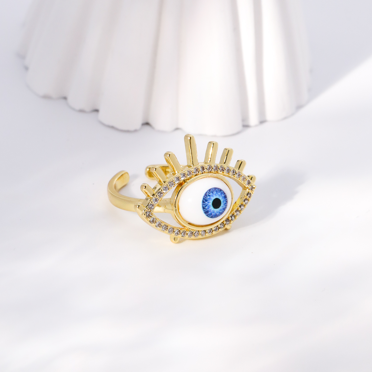 Einfacher Stil Herzform Auge Kupfer Vergoldet Zirkon Offener Ring In Masse display picture 31