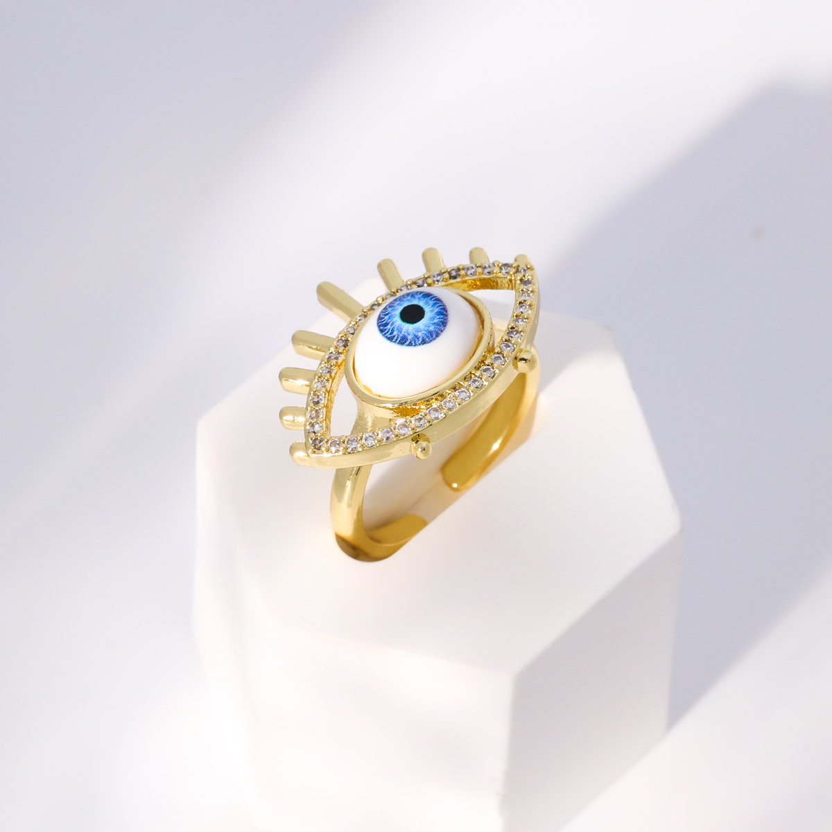 Einfacher Stil Herzform Auge Kupfer Vergoldet Zirkon Offener Ring In Masse display picture 30