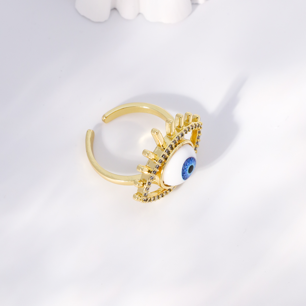 Einfacher Stil Herzform Auge Kupfer Vergoldet Zirkon Offener Ring In Masse display picture 32