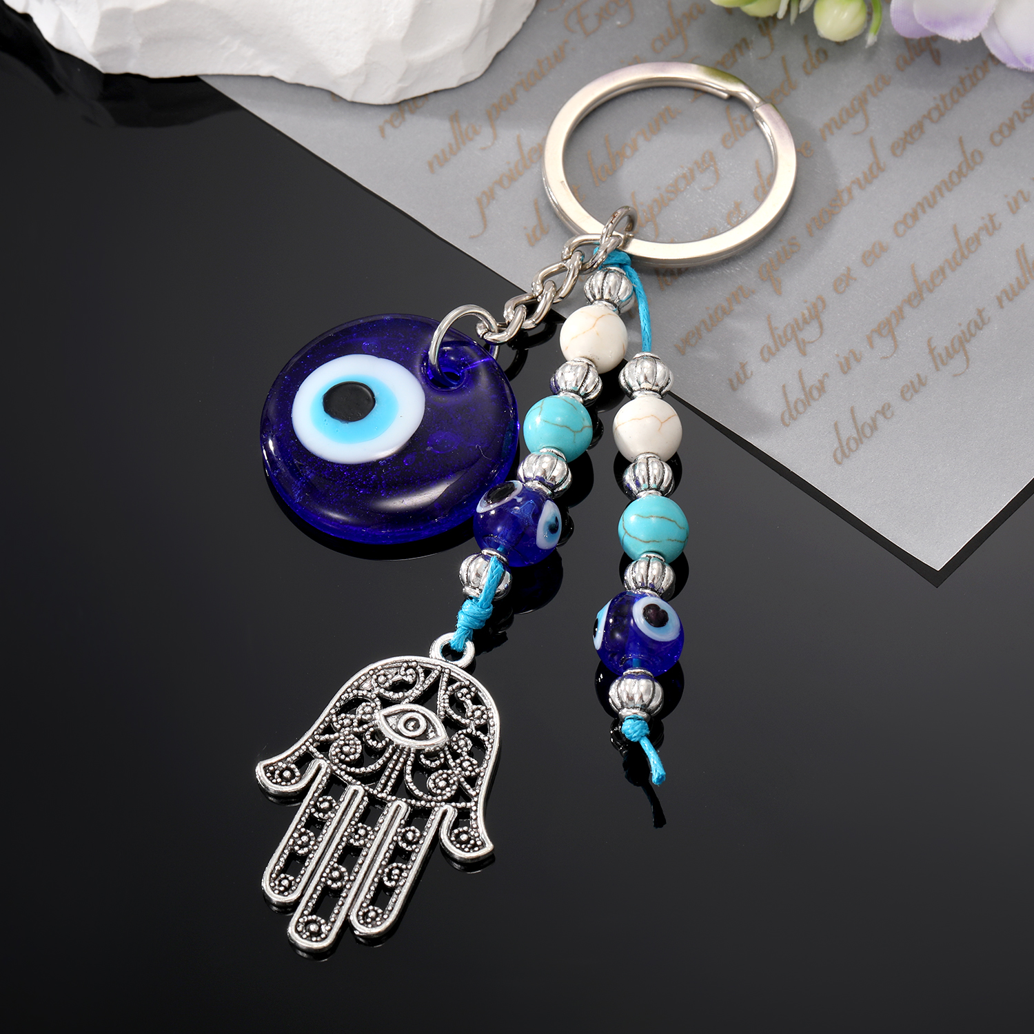 Simple Style Devil's Eye Palm Alloy Glass Plating Bag Pendant Keychain 1 Piece display picture 3