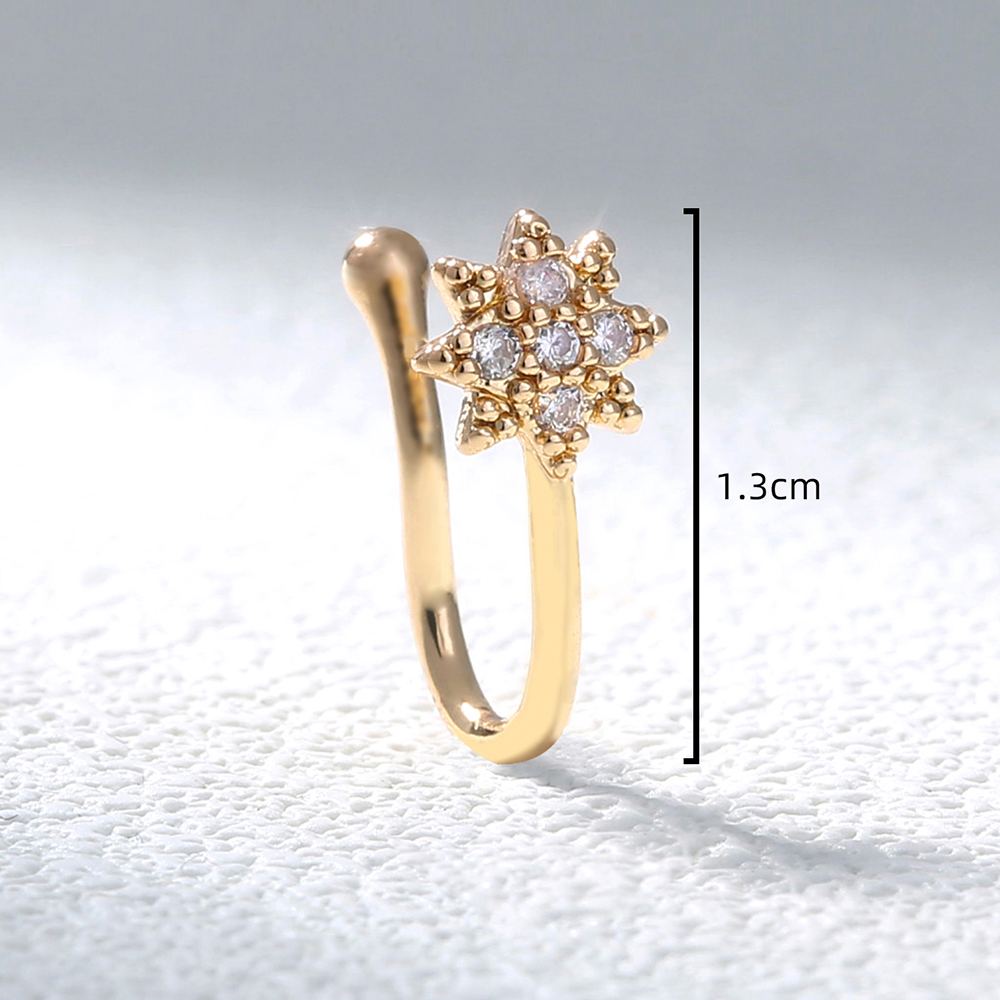 Fashion Moon Heart Shape Flower Copper Plating Inlay Zircon Nose Studs 1 Piece display picture 14