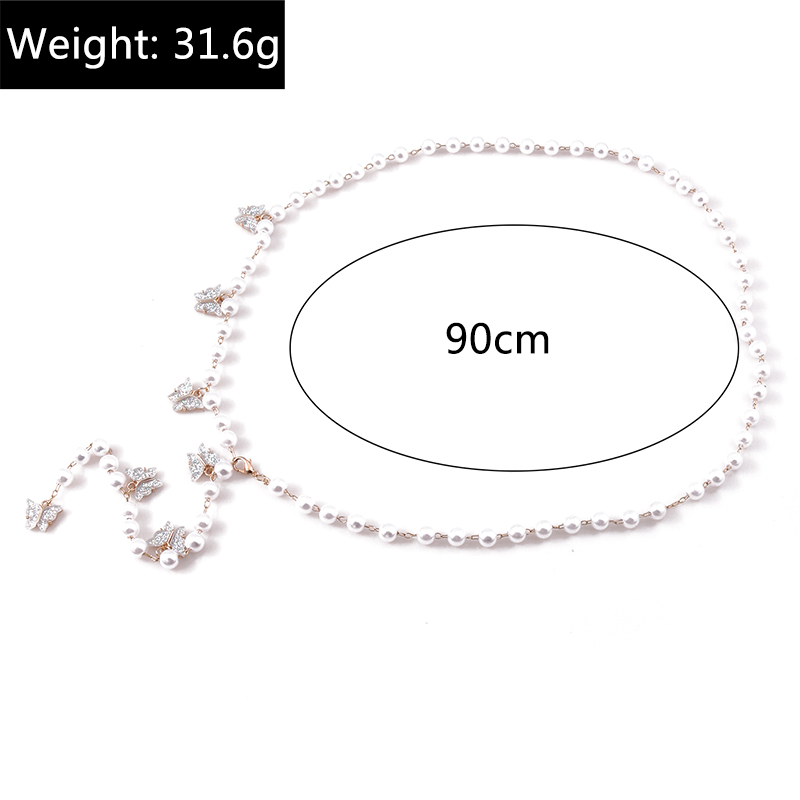 Fashion Butterfly Imitation Pearl Alloy Sequins Women's Waist Chain 1 Piece display picture 1