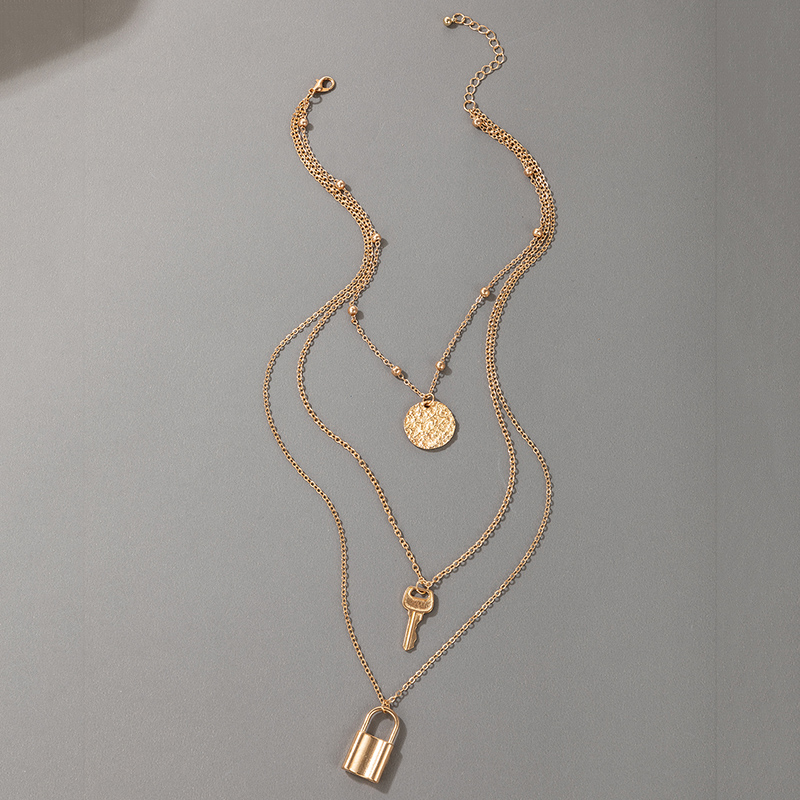 Einfacher Stil Schlüssel Sperren Legierung Frau Geschichtete Halskette 1 Stück display picture 2