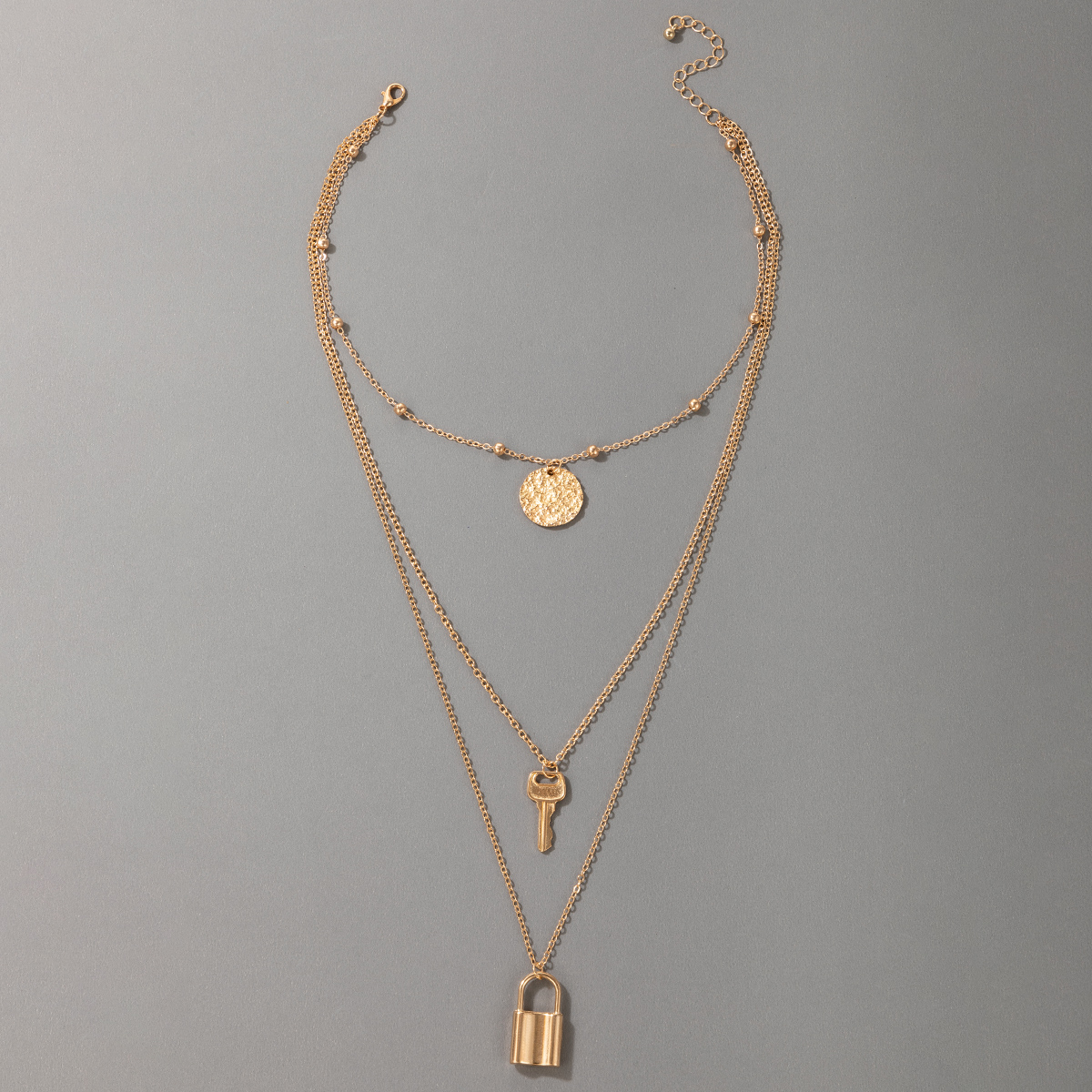 Einfacher Stil Schlüssel Sperren Legierung Frau Geschichtete Halskette 1 Stück display picture 4