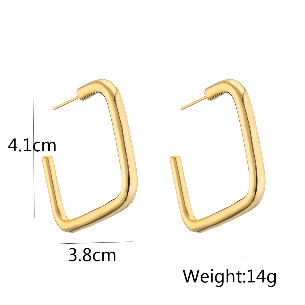 Fashion Circle Square Copper Gold Plated Ear Studs 1 Pair display picture 5