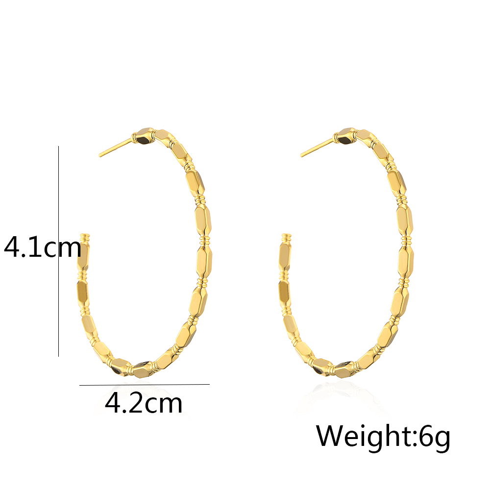 Fashion Circle Square Copper Gold Plated Ear Studs 1 Pair display picture 6