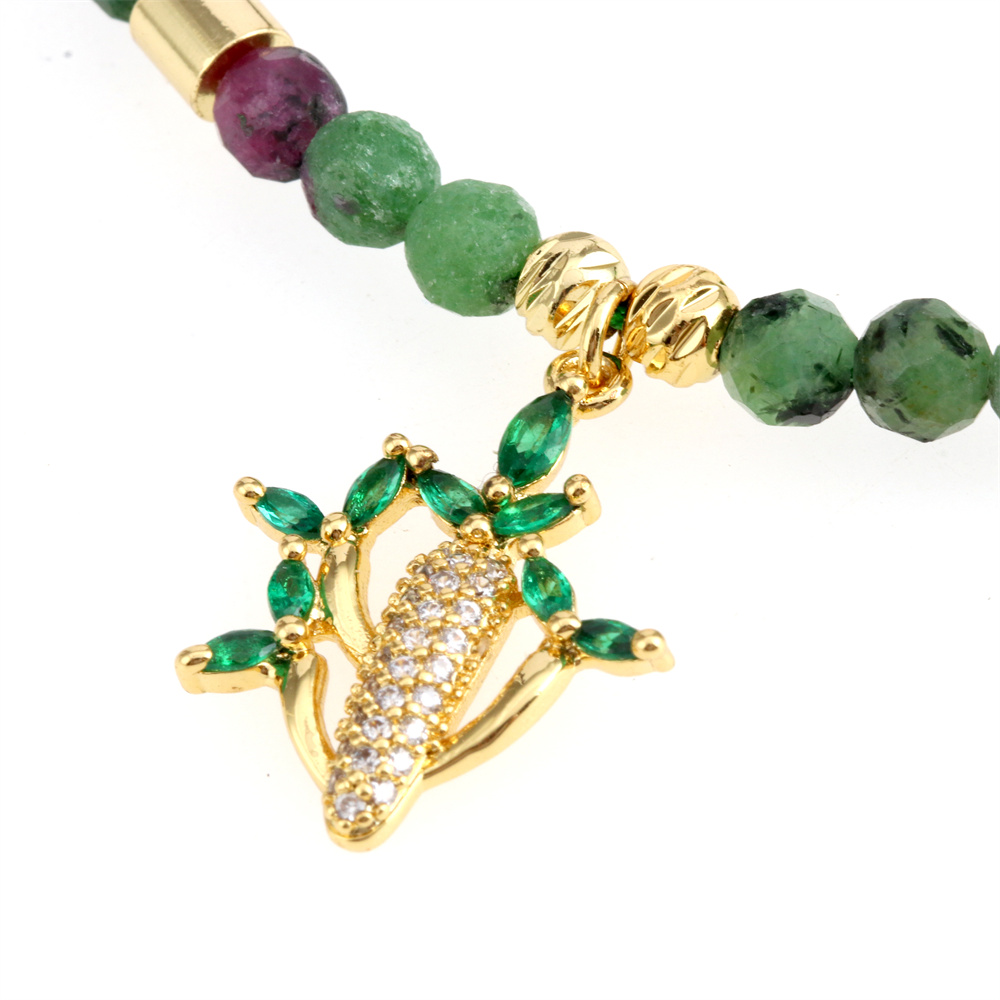Ins Style Cactus Frog Natural Stone Beaded Inlay Zircon Bracelets 1 Piece display picture 4