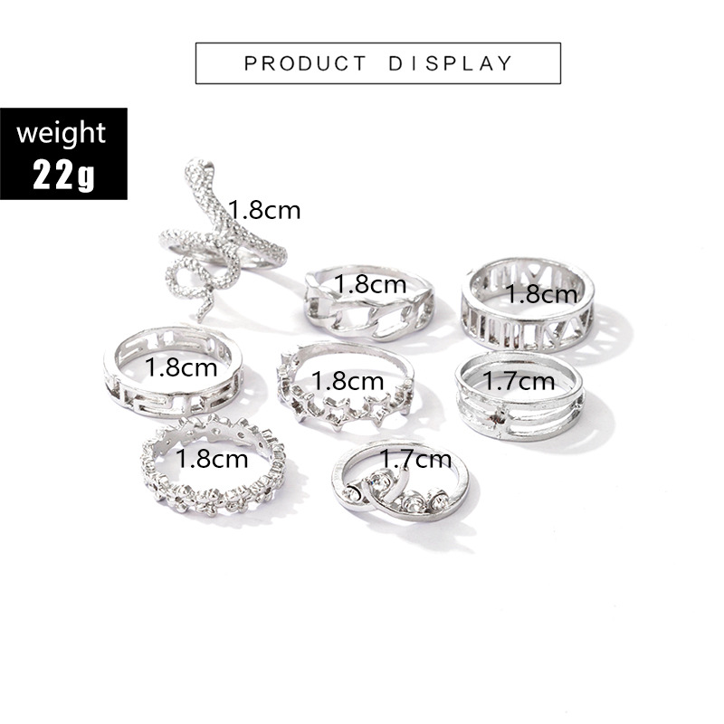 Fashion Star Moon Snake Alloy Unisex Rings 9 Pieces display picture 1
