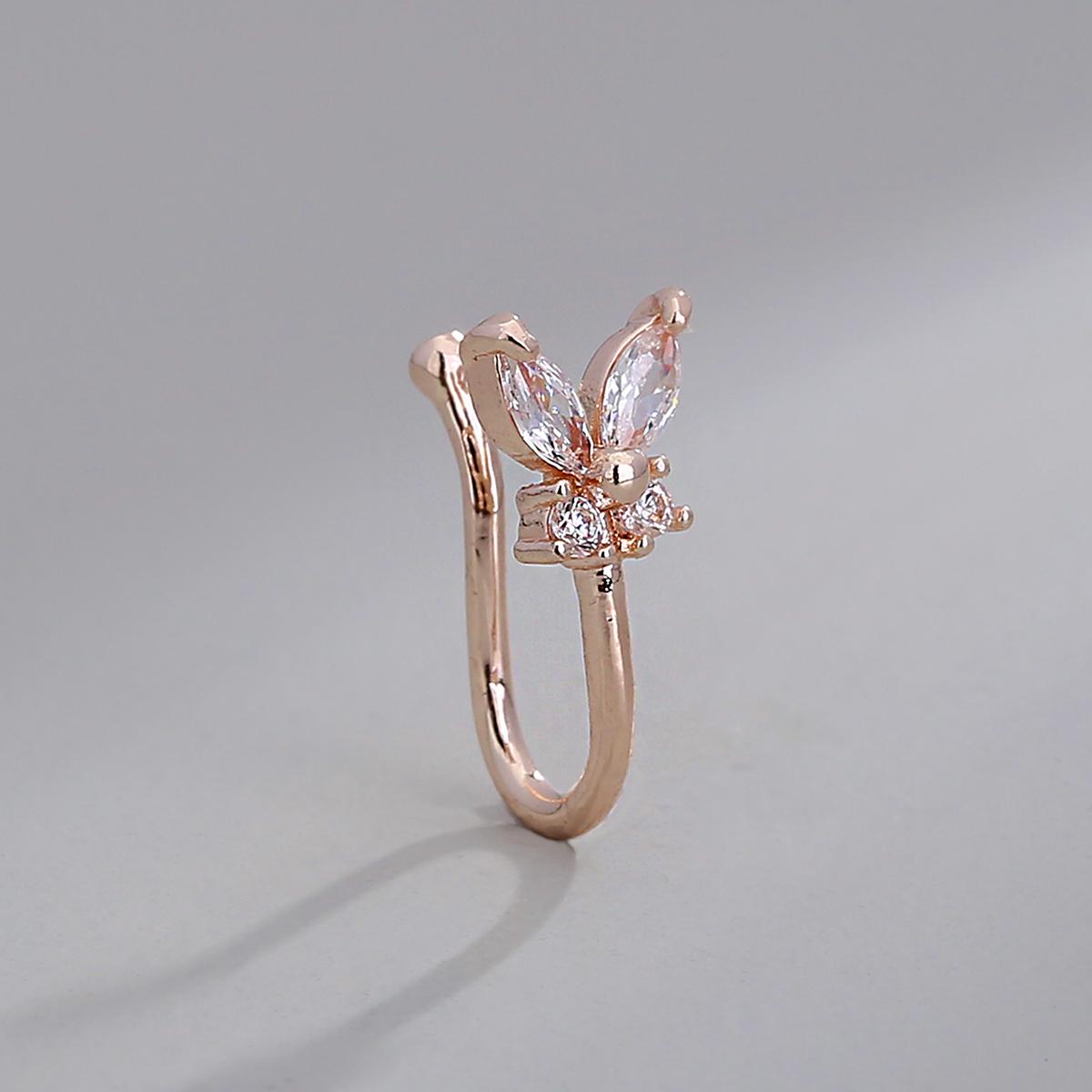 Fashion Geometric Butterfly Copper Plating Zircon Nose Ring 1 Piece display picture 1