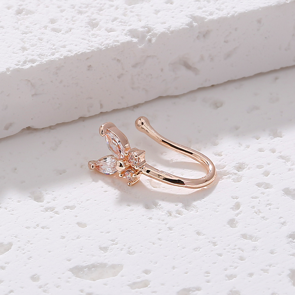 Fashion Geometric Butterfly Copper Plating Zircon Nose Ring 1 Piece display picture 3