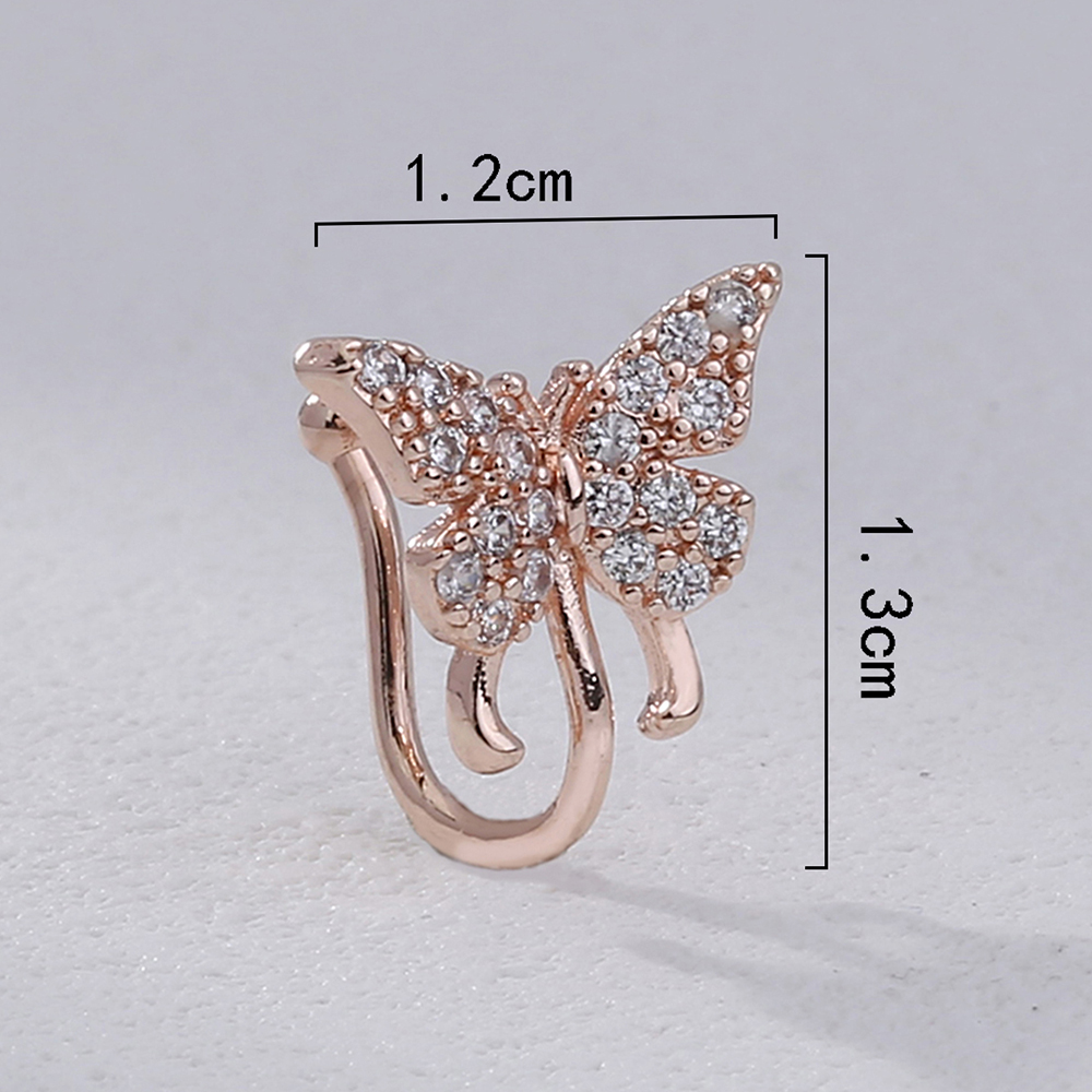 Fashion Geometric Butterfly Copper Plating Zircon Nose Ring 1 Piece display picture 22