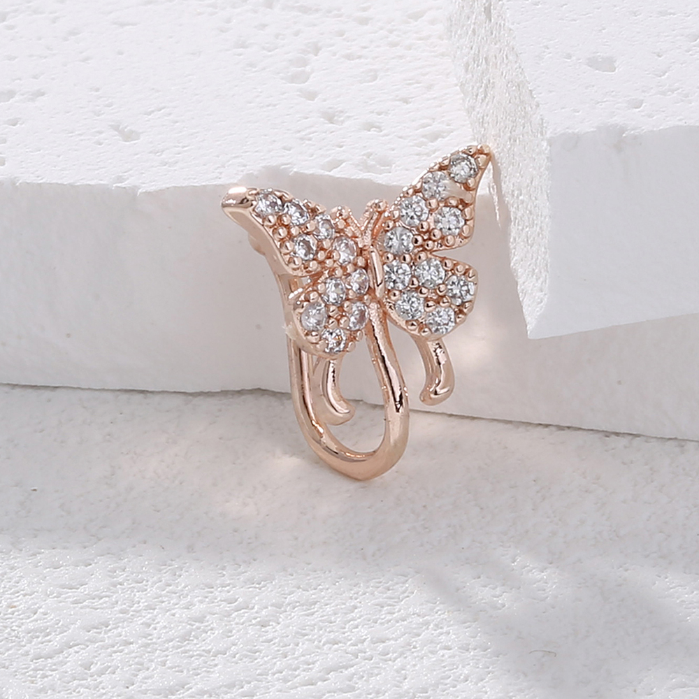 Fashion Geometric Butterfly Copper Plating Zircon Nose Ring 1 Piece display picture 23