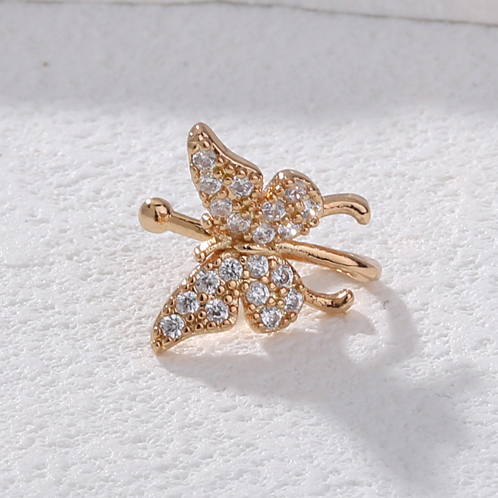 Fashion Geometric Butterfly Copper Plating Zircon Nose Ring 1 Piece display picture 25