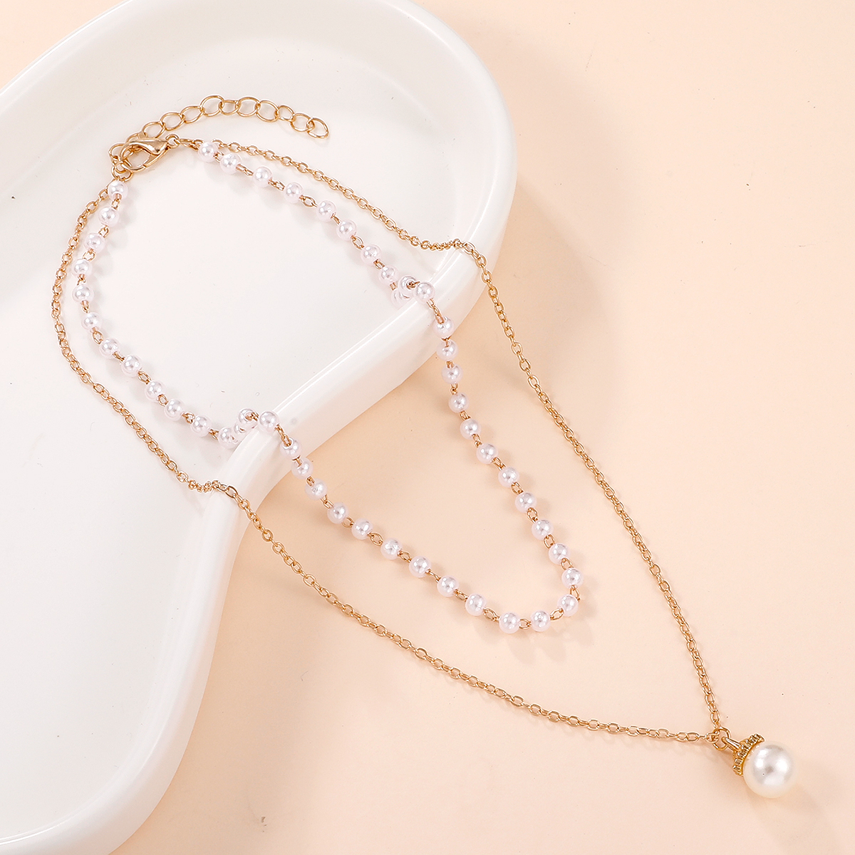 Élégant Géométrique Alliage Placage Perles Artificielles Femmes Collier En Couches display picture 2