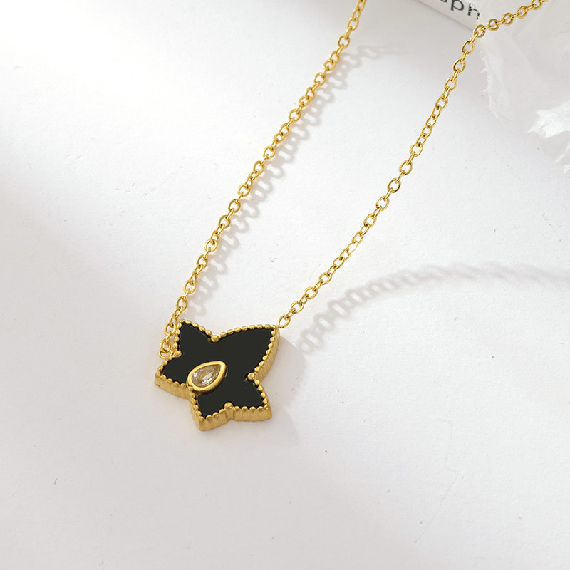 Simple Style Star Stainless Steel Plating Inlay Acrylic Shell Gold Plated Pendant Necklace display picture 4