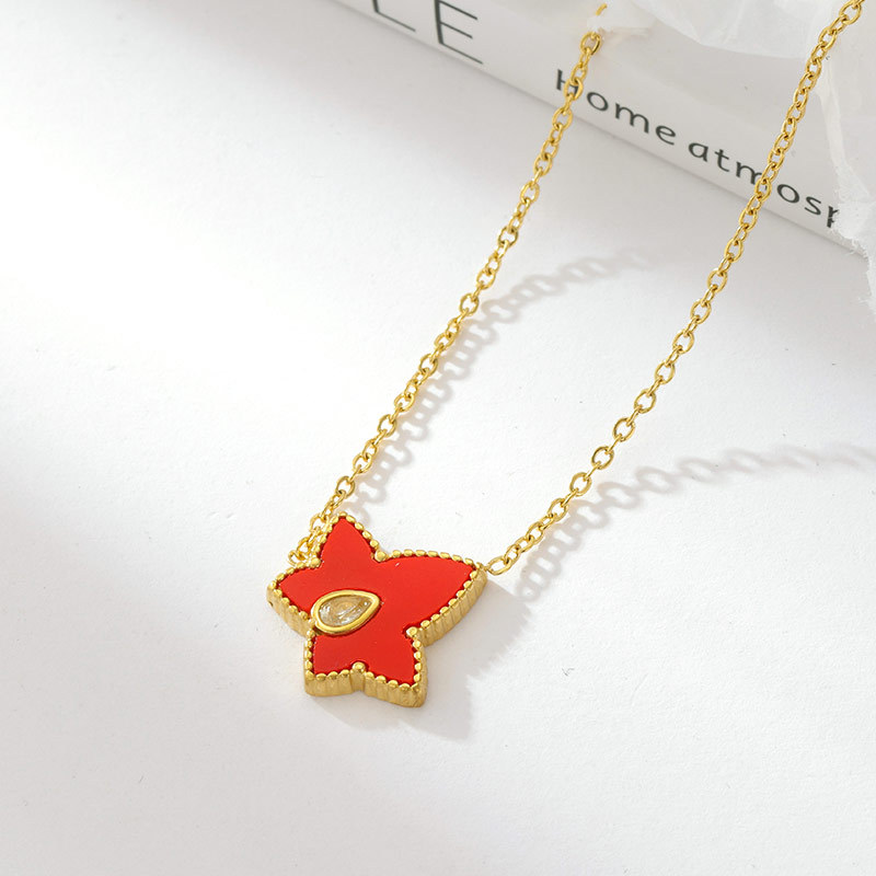 Style Simple Star Acier Inoxydable Placage Incruster Acrylique Coquille Plaqué Or Pendentif display picture 10