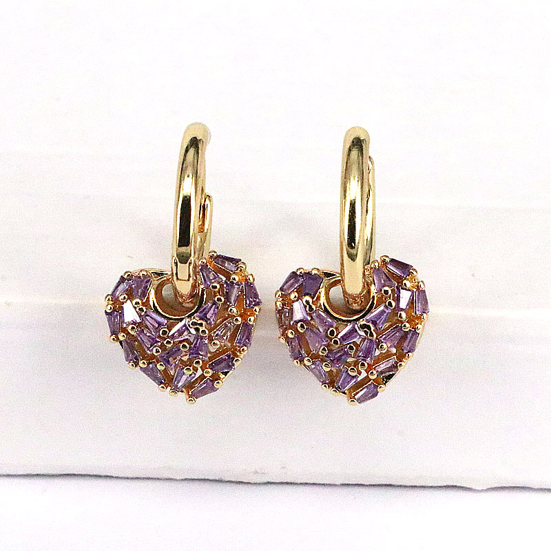 1 Pair Fashion Heart Shape Gold Plated Copper Drop Earrings display picture 4