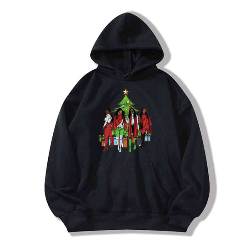 Mode Weihnachtsbaum Polyester Mit Kapuze Lange Ärmel Normale Ärmel Drucken Tasche Kapuzenpullover display picture 1