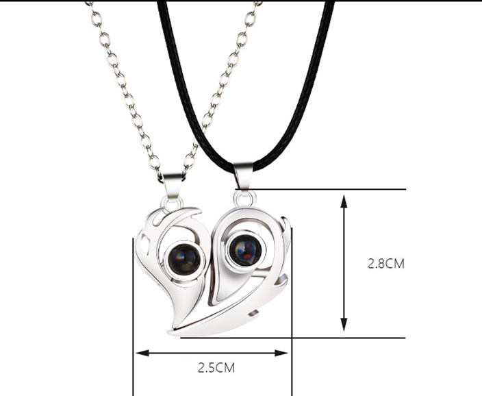Fashion Heart Shape Alloy Patchwork Plating Inlay Artificial Gemstones Couple Pendant Necklace 1 Pair display picture 3