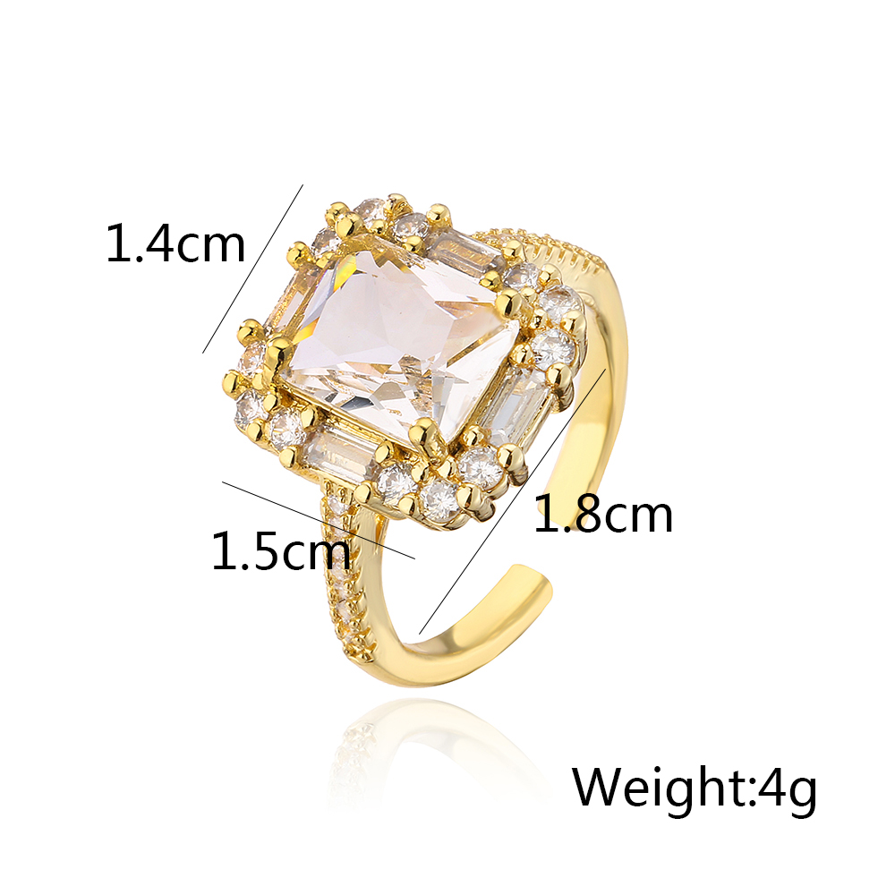 Fashion Square Copper Gold Plated Zircon Open Ring 1 Piece display picture 5