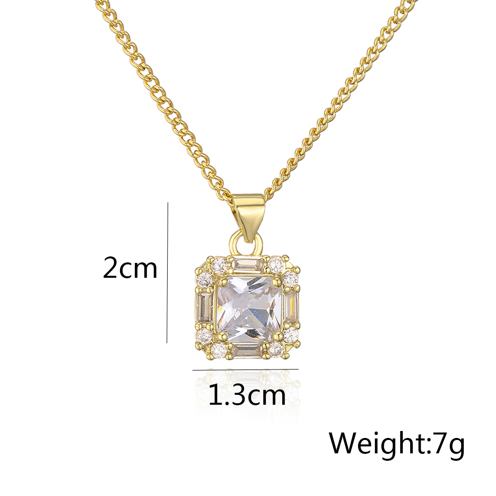 Fashion Square Copper Gold Plated Zircon Pendant Necklace display picture 6