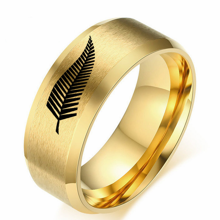 Simple Style Feather Titanium Steel Plating Rings 1 Piece display picture 3