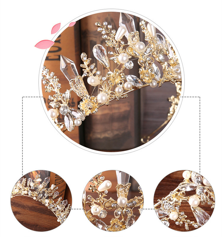 Baroque Style Flower Alloy Crystal Pearl Inlay Rhinestones 1 Piece display picture 4