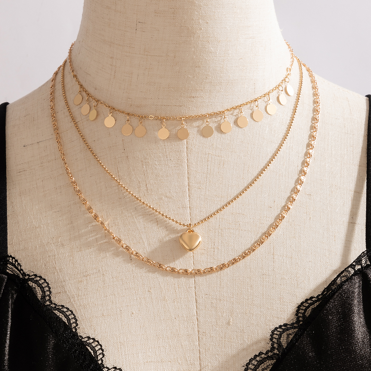 Einfacher Stil Herzform Legierung Überzug Frau Geschichtete Halskette display picture 1