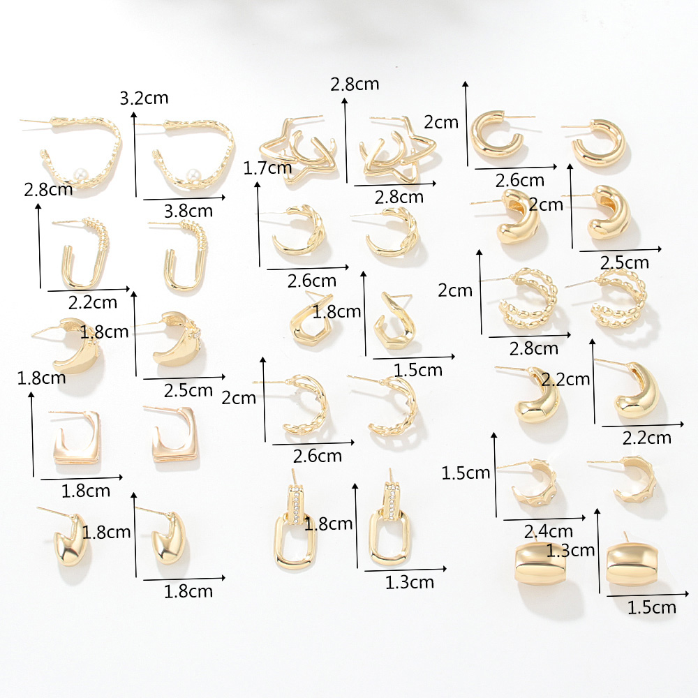 1 Paire Mode Forme C Placage Alliage Boucles D'oreilles display picture 1