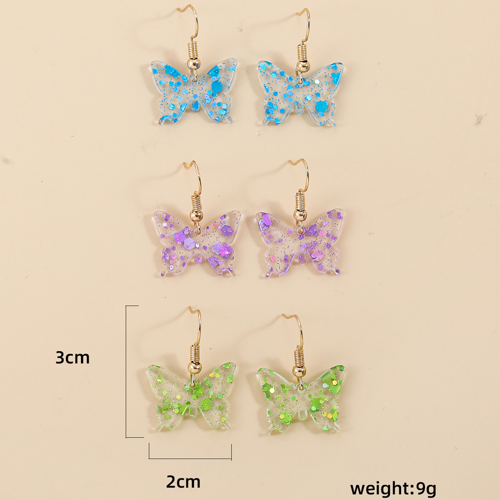 Simple Style Butterfly Arylic Butterfly Acrylic Women's Drop Earrings 3 Sets display picture 1