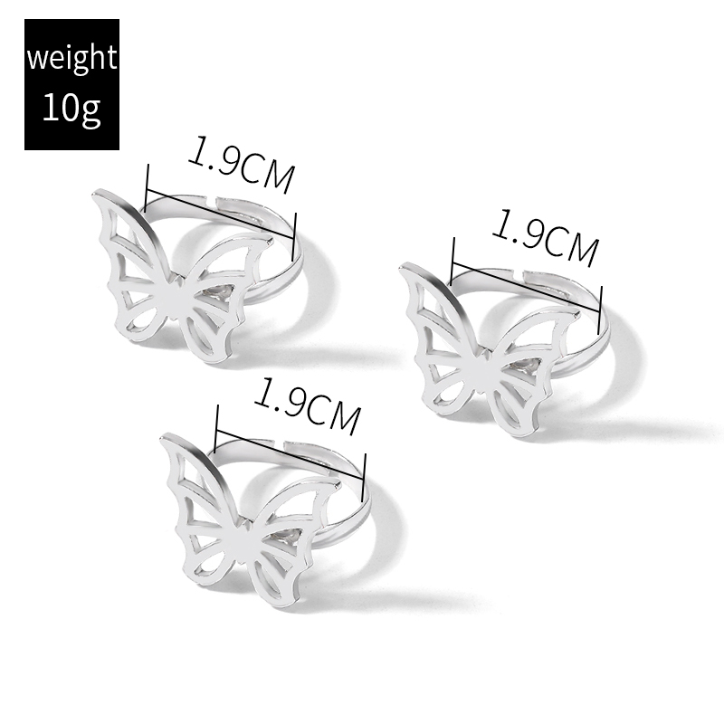 Simple Style Butterfly Alloy Silver Plated Women's Open Ring 1 Set display picture 2