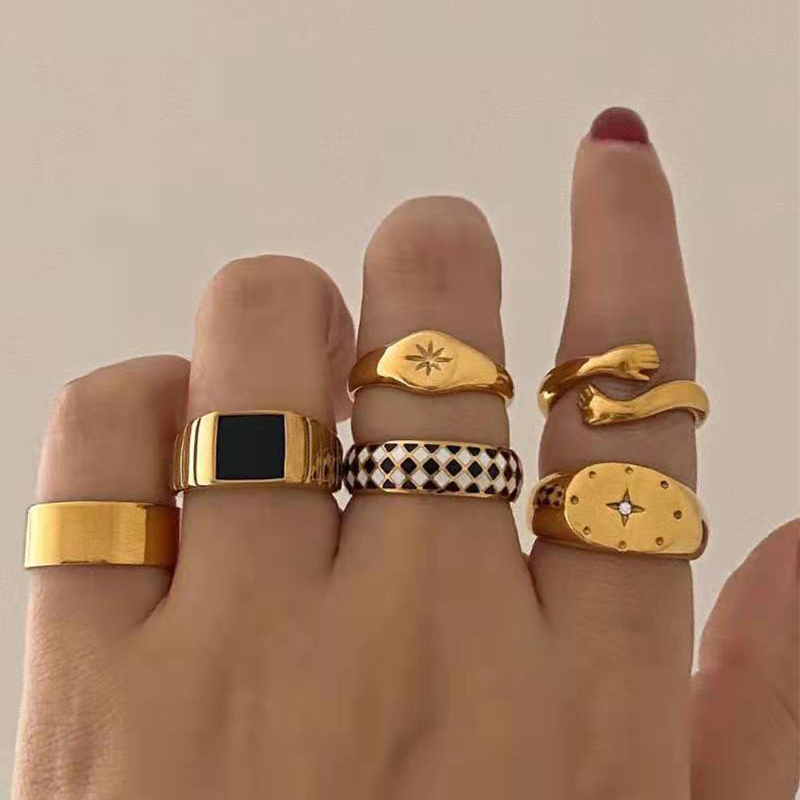 Vintage Style Roman Style Round Alloy Enamel Women's Rings display picture 9
