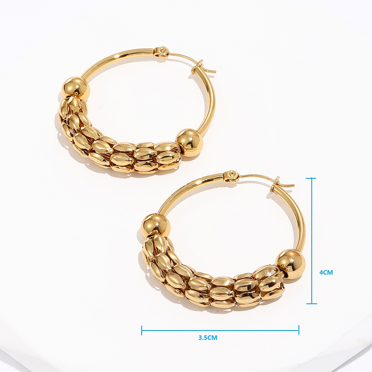 1 Pair Fashion Round Gold Plated Stainless Steel Gold Plated Hoop Earrings display picture 3