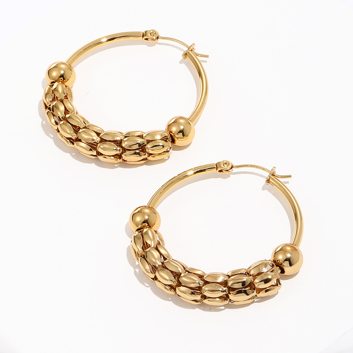 1 Pair Fashion Round Gold Plated Stainless Steel Gold Plated Hoop Earrings display picture 2