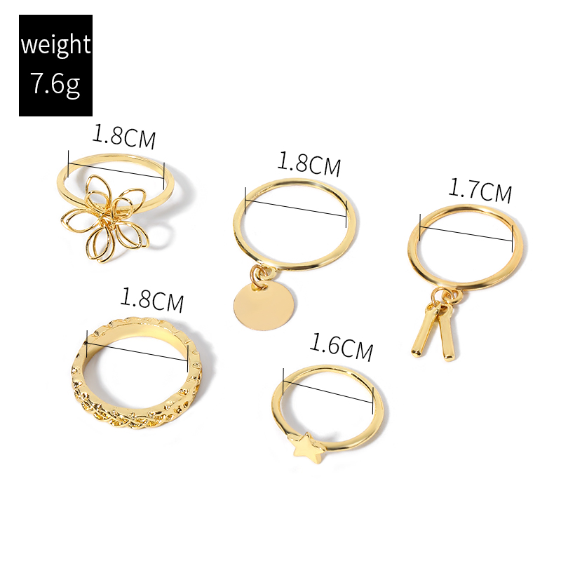 Fashion Flower Alloy Gold Plated Women's Rings 1 Set display picture 2