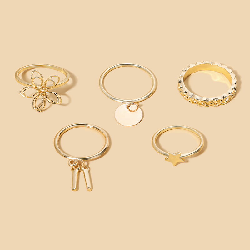 Fashion Flower Alloy Gold Plated Women's Rings 1 Set display picture 3