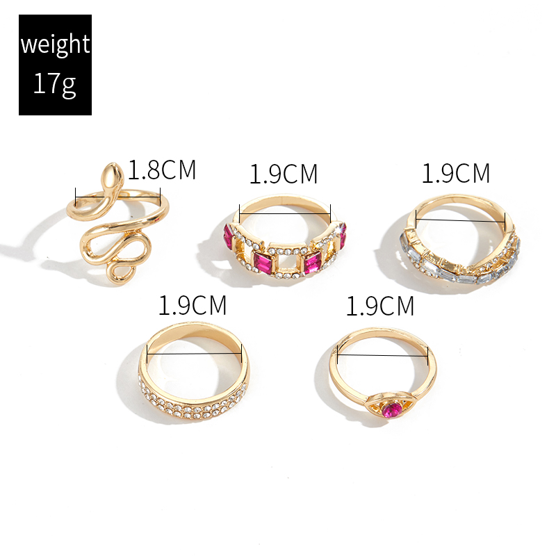 Fashion Snake Alloy Artificial Gemstones Women's Rings 1 Set display picture 2