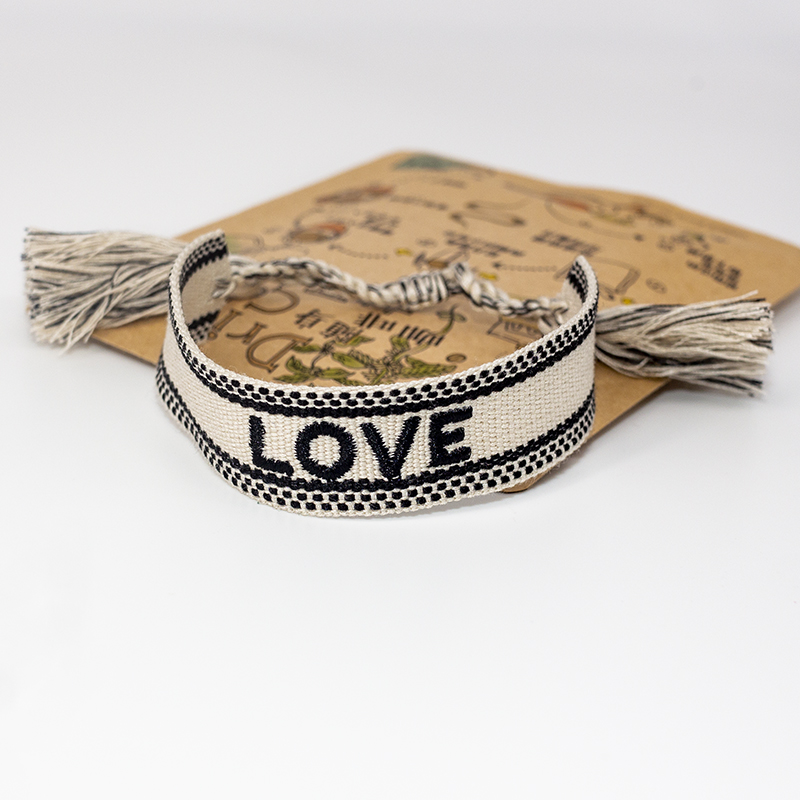 Simple Style Letter Linen Nylon Fabric Patchwork Tassel Women's Bracelets display picture 3