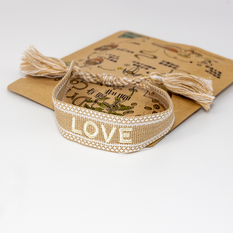 Simple Style Letter Linen Nylon Fabric Patchwork Tassel Women's Bracelets display picture 5