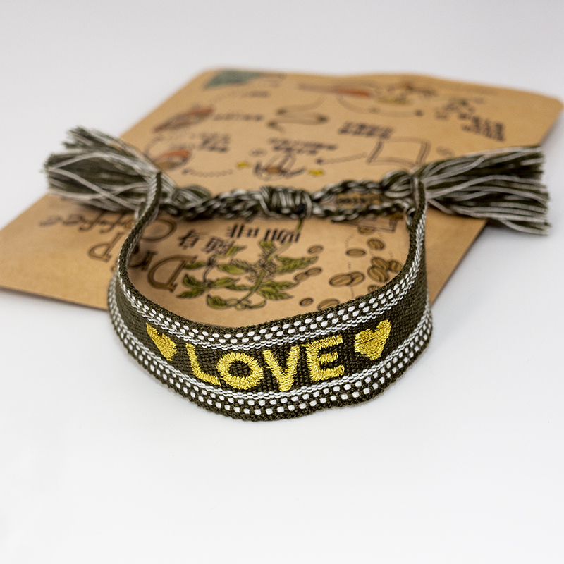 Simple Style Letter Linen Nylon Fabric Patchwork Tassel Women's Bracelets display picture 6