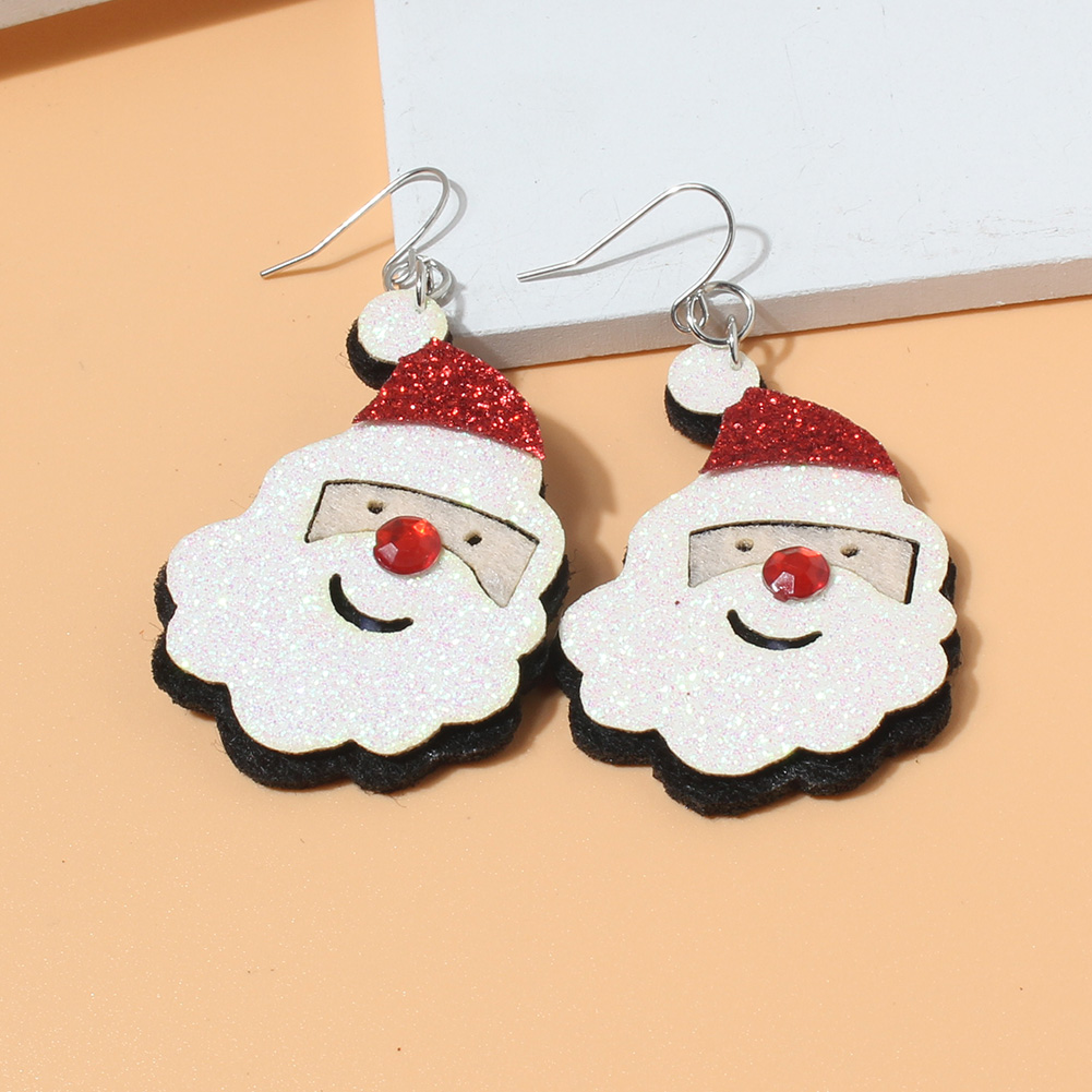 Cute Santa Claus Pu Leather Women's Drop Earrings 1 Pair display picture 2