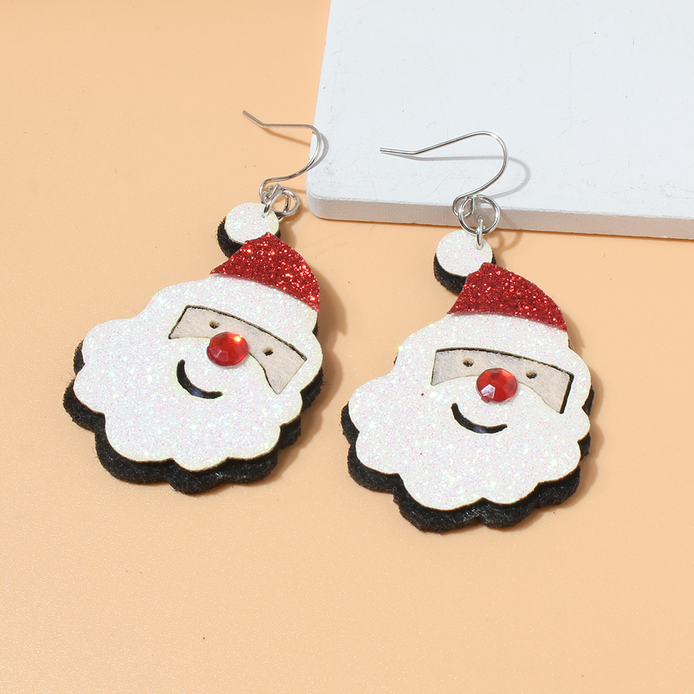 Cute Santa Claus Pu Leather Women's Drop Earrings 1 Pair display picture 4