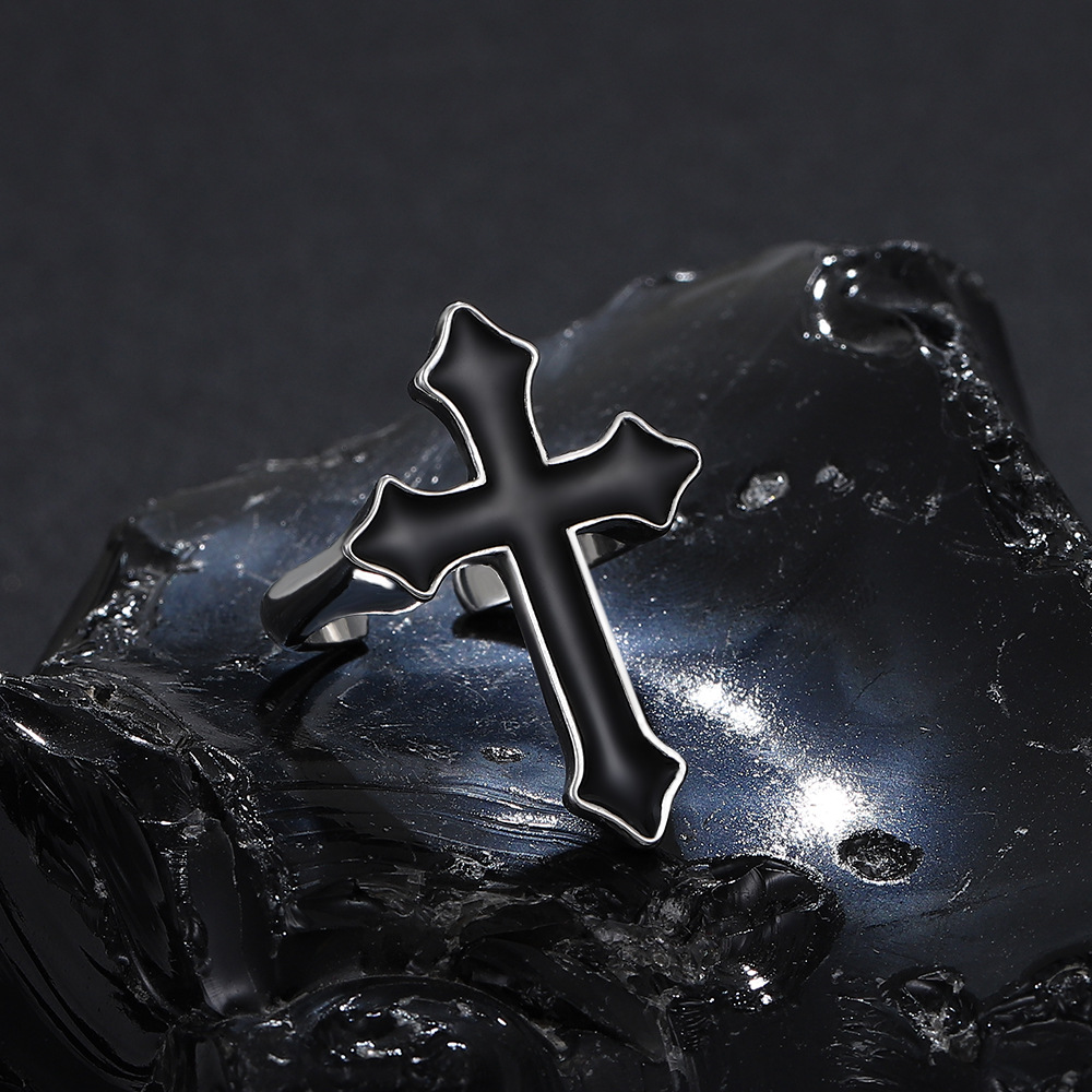 Gothic Cross Alloy Unisex Open Ring 1 Piece display picture 4